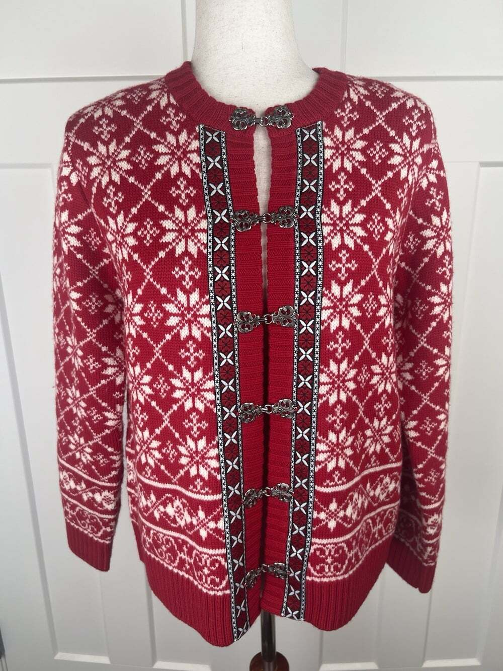 Vintage Petite Sophisticate Merino Wool Fair Isle Cardigan L Nordic Christmas